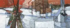 Obersaxen im Februar by Rudolf Mirer, 2000, mixed media, sold Dec 2024