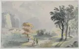zugeschrieben Landschaft mit Hirtenpaar by Conrad Gessner, watercolor, offered Dec 2024