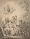 zugeschrieben Der Herbst - Allegorische Darstellung mit Putten by Johann Heinrich Keller, pen and ink, sold Dec 2024