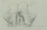 Studienblatt mit Demeter und Persephone vom Ostgiebel des Parthenon by Albert Anker, chalk, sold Dec 2024