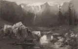 Berglandschaft mit stillem Wasser by Adolf Stäbli, pen and ink, sold Dec 2024
