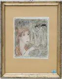 Flötenspielerin by Adolf Herbst, 1983, mixed media, offered Dec 2024
