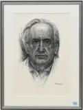 Selbstportrait by Hermann Huber, 1954, ink, offered Dec 2024