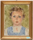Bildnis eines kleinen Mädchens mit blauen Augen by Fritz Hug, oil on board, sold Dec 2024