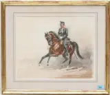 Adjutantenritt by Iwan Edwin Hugentobler, 1952, watercolor, sold Dec 2024