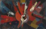 Komposition in Rot by Carl Walter Liner, 1954, oil on canvas, sold Dec 2024