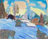 Landschaft bei Ganda by Georg Peter Luck, 1984, oil on canvas, offered Dec 2024