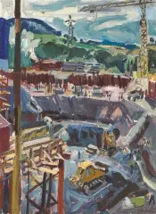 Baugrube KKB II by Adolf Weber, 1968, oil on canvas, sold Dec 2024