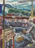 Baugrube KKB II by Adolf Weber, 1968, oil on canvas, sold Dec 2024