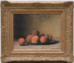 Stillleben mit Pfirsichen by Werner Weber, 1955, oil on canvas, sold Dec 2024