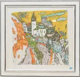 An der Strasse nach Schlans by Alois Carigiet, 1975, color lithograph, sold Dec 2024