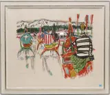 Pferderennen by Alois Carigiet, 1958, color lithograph, sold Dec 2024