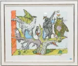 Volière by Alois Carigiet, 1978, color lithograph, offered Dec 2024
