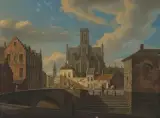 Holländische Stadtansicht by Jan Hendrik Verheijen, oil on panel, sold Sep 2024