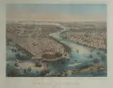 Bird's eye view of New York and Brooklyn by John Bachmann, color lithograph, offered Sep 2024