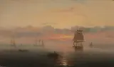 Segelboote im Abendlicht by Henriette Herminie Gudin, oil on panel, sold Sep 2024