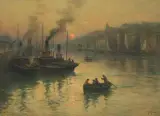 Crépuscule sur le port by Georges Maroniez, oil, offered Sep 2024