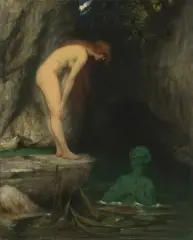 Verliebt" (Die Nymphe und der Wassermann) by Ferdinand Leeke, oil on canvas, sold Sep 2024