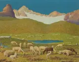 Alti pascoli by Ernesto Barbero, 1927, oil on panel, sold Sep 2024