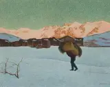Winterabend im Engadin by Ernesto Barbero, 1928, oil on panel, sold Sep 2024