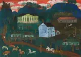 Dorf in Abendstimmung mit weidenden Pferden by István Pekáry, 1936, oil on canvas, sold Sep 2024