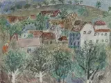 Paysage de village by Ivan Puni, gouache, sold Sep 2024