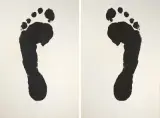Foot print (left and right) by Jonathan Borofsky, 1986, pencil, sold Sep 2024