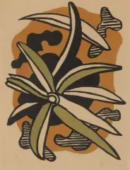 La fleur by Fernand Léger, 1952, color lithograph, sold Sep 2024