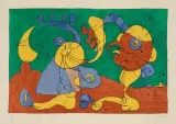 Adlige in der Fallgrube by Joan Miró, 1966, color lithograph, sold Sep 2024