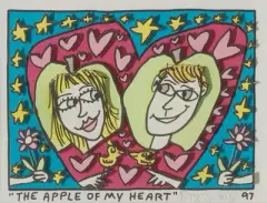 The Apple of my heart by James Rizzi, 1997, color lithograph, sold Sep 2024