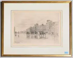 Une matinée d'hiver au quai de l'Hôtel Dieu by Félix Buhot, 1876, etching, offered Sep 2024