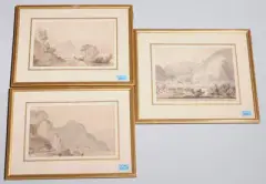 zugeschrieben 3 Ansichten aus einem Reiseskizzenbuch: Vogogna / Feriolo / Lago Maggiore by William Henry Bartlett, 1829, watercolor, offered Sep 2024