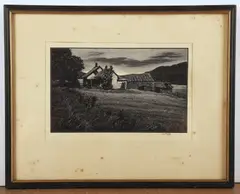 Untitled by Asa Cheffetz, Wood engraving "Deserted Farm", sold Sep 2024