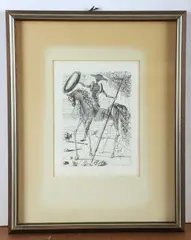 Untitled by Salvador Dalí, etching "Don Quixote", sold Sep 2024