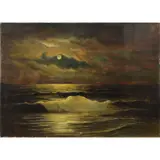Crashing Waves under Moonlight by Douglas Stannus Gray, 1915, oil on canvas, sold May 2022