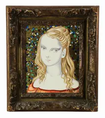 woman with blonde hair by Foussa Itaya, oil on canvas, sold Oct 2024