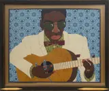 Lightnin Hopkins by Chris Roberts Antieau, Mixed Media / Textile Art, sold Apr 2024