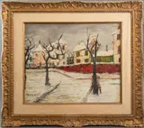 Winter Landscape Scene by Patrice Jouffin D'Hervalganthe, Oil on Canvas, sold Apr 2024