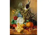 Stillleben mit Blumen, Früchten und Erlegtem Wildvogel by François Joseph Huygens, oil on canvas, offered Sep 2025