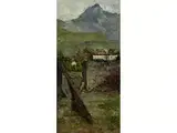 Gebirgslandschaft mit Gebäuden by Achille Formis, oil on paper, offered Dec 2016