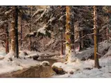 Winterwald im Morgenlicht by Walter Moras, oil on canvas, sold Sep 2024