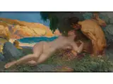 Satyr und Nymphe by René Lelong, oil on canvas, sold Dec 2023
