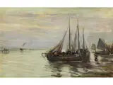 Fischkutter by Julius Seyler, oil on board, sold Jun 2025