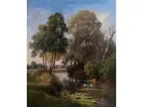 Idyllische Landschaft mit Flusslauf by Paul Weber, oil on canvas, sold Jun 2025
