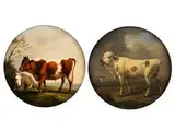 Bildnis Zweier Rinder by Alexander Johann Dallinger von Dalling, oil, sold Jul 2015