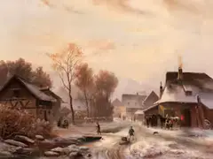 Die Schmiede by Anton Doll, oil on canvas, offered Mar 2025