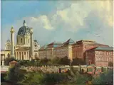 Blick auf die Karlskirche in Wien by Ferdinand Lepié, oil on panel, sold Sep 2024