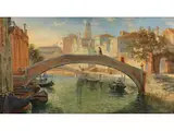 Venedig – Blick Über Einen Kanal mit Zwei Brücken by Antonietta Brandeis, oil on canvas, sold Sep 2023