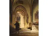 Mittelalterliches Kloster mit Mönch als Gärtner by Wilhelm Gail, oil on canvas, offered Mar 2025