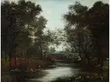 Flusslandschaft by Paul Désiré Trouillebert, oil on canvas, sold Sep 2023